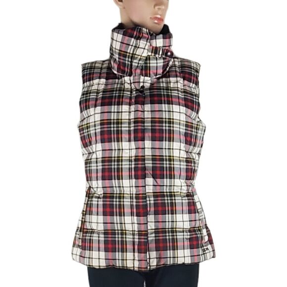 Eddie Bauer Green & Red Plaid Eb700 Goose Down Vest - Picture 1 of 6